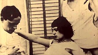 Vintage granny with hairy pussy blows and fucks in retro homemade secret life footage.