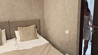 sandy rubs tight pussy horny while neighbor films her solo