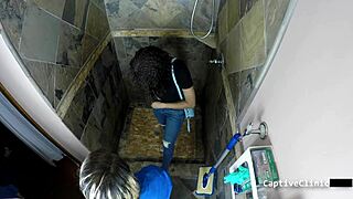 Michelle Anderson Cuffed Gaped Spread in Latex Shower Humiliation