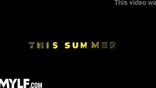 Sex and the City parody with big tits threesome on sofa riding