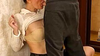 young skirt socks girl takes brutal face fucking moaning