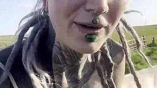 just a happy hippie country girl chatting with cows and you about her tattoos