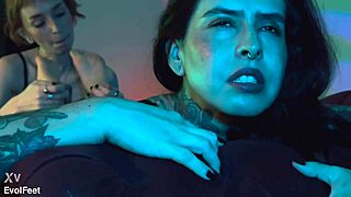 latina goddess chokes gags redhead on feet toes in lesbian femdom pov domination