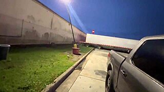 Married trucker slut drops to knees sucking cock like parking lot whore in public