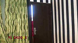 chubby ebony neighbor's big tits oiled up for closeup belly sex play