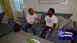 stepbrothers bareback milf cougar in mmf threesome with big black cocks pounding lingerie