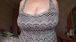 Close-up swing of big gorgeous saggy tits