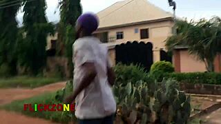 chubby ebony neighbor's big tits oiled up for closeup belly sex play