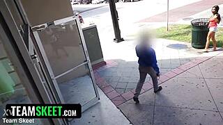 Bella chokes on cock deep before riding to facial cum blast