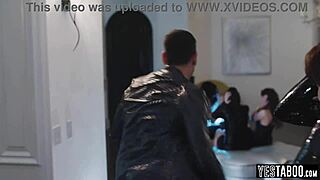 scientist fucks tattooed wife and stepsisters bent over in sloppy foursome riding big cocks