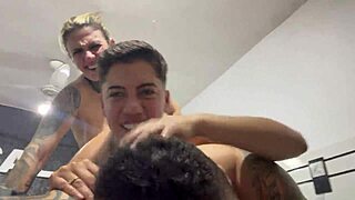 deep anal thrusts into her tight ass then pussy pounding till mutual cumshot