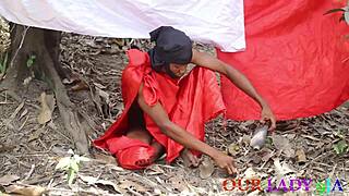 chief priest bangs pregnant wife outdoors while husband watches traditional ritual threesome