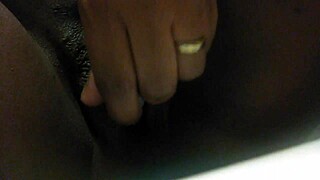 sparksxxx spreads wide for close-up ebony pussy toy play on cam