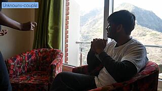 Lonely Rachna warms to Ravi's intimate room service touch. His kisses lead to pussy licking.