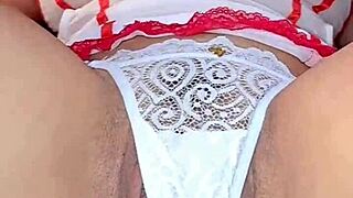 hot big tit blonde smokes while fingering her huge ass and squirting