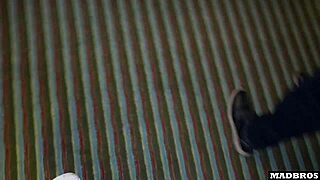 Young English girl loses bet gets rough anal fucked by black cock in public corridor