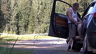 WE FUCK A MUSCULAR MILF PASSENGER DOGGYSTYLE IN THE CAR ON THE ROAD!