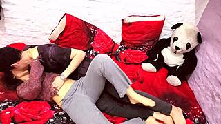 another steamy night with boyfriend's monster cock stretching her petite teen hole