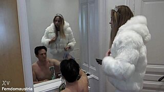 Tall Blonde Findom Trains Slave with Hard Slaps Spitting and Total Humiliation Domination