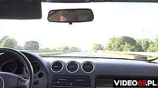 european wives double penetrated deep in car stockings