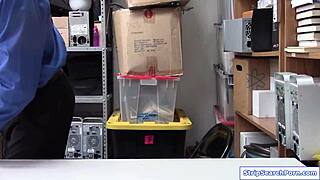 busty teen babe gets surprised by security guard's hard office fuck