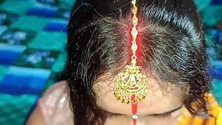 indian bride's tight pussy stretched first time doggystyle bedroom dirty hindi talk creampie closeup