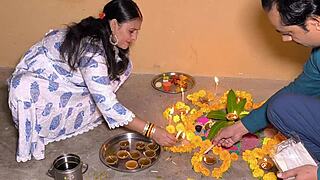 Chubby Housewife Deepthroats Muscular Hubby's Monster Cock with Lipstick Sloppy Kisses