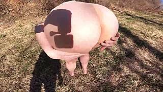 43yo wife flashes her massive ass in park miniskirt