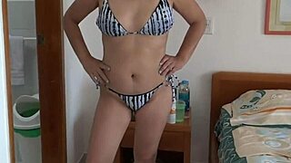 hey stepmom bikini flashes hairy pussy ass big tits right on beach