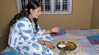 Chubby Housewife Deepthroats Muscular Hubby's Monster Cock with Lipstick Sloppy Kisses