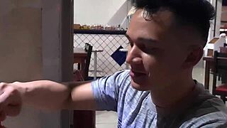 behind the scenes of naughty stepmom giving it to stepson outdoor