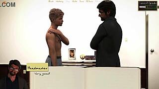 Dominating headmaster binds twink college boy big cock hentai game domination scene