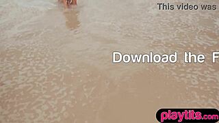 Petite Aussie MILF Strips Ripped Clothes Off Round Tits Bubble Butt