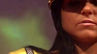 whoa this horny brunette stripper rips clothes and fingers herself wild on stage