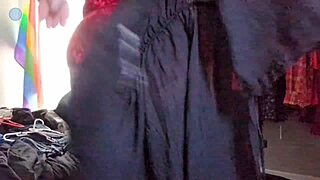 she tries random clothes teases cam with packer on off