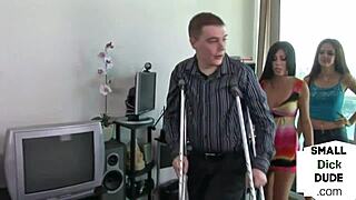 Femdom teens jerk off and humiliate tiny penis in 3some!