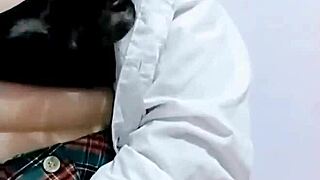 innocent schoolgirl in uniform masturbates her big ass to orgasm on cam