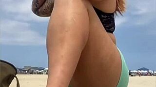 young guy calls friend to double team her swollen beach pussy