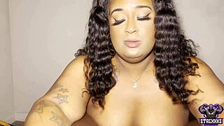 stacxxxs delivers hot transsexual pov bareback blowjob on monster cock