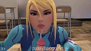 samus takes massive facial cumshot load