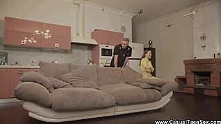 perky neighbor teen bent over for casual pounding session