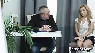 Young Natural Beauty Teased Hard by Older Lecturer's Poke