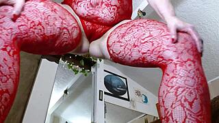 dawnskye1962 towers giantess-style in red lingerie over tiny you