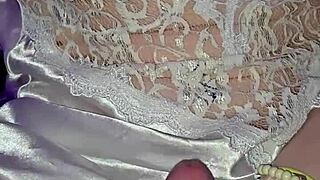 Milf Jerks Cock and Licks Every Juicy Drop with Pierced Nipples