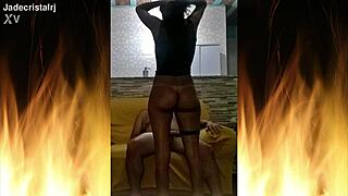 Jade Faces Husband While Taking Cum on Ass and Friend's Load on Belly Part 06