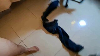 White Slut Sucks Rimjobs Fucks In Satin Lingerie Thong Heels!