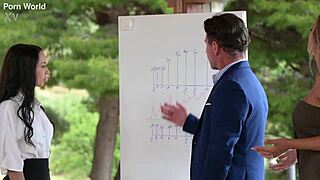 bi hotties shalina devine and cara mella heat up poolside with strap-on pounding in slutty seminars chapter 1