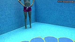 lady dee shy czech teen swims poolside flashing her tight pussy underwater