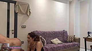 Girlfriend pegs boyfriend's tight ass deep with strapon in bath