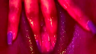 Ebony beauty's pussy throbs as she masturbates to intense squirting orgasm peaks.